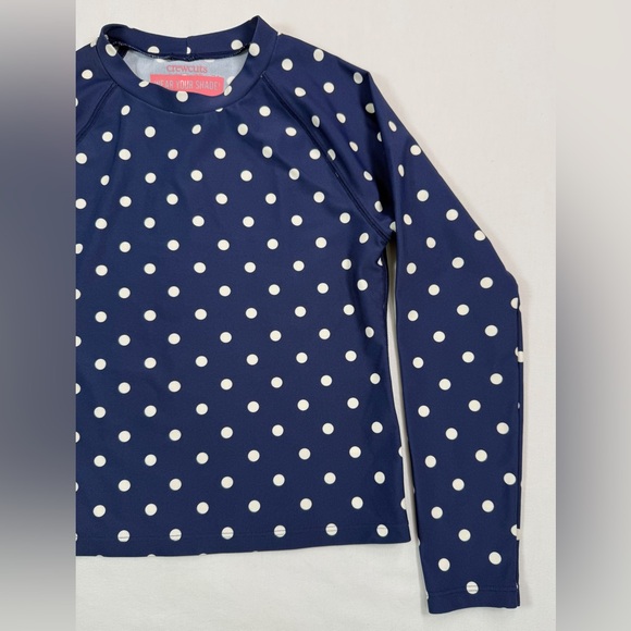 CREWCUTS Girls' Navy Blue Polka Dot Printed Rash Guard with UPF 50+ Size‎ 8 - Picture 3 of 7